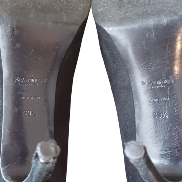 YSL Yves Saint Laurent Tribtoo Black Suede Leather Platform Pump - Picture 14 of 16